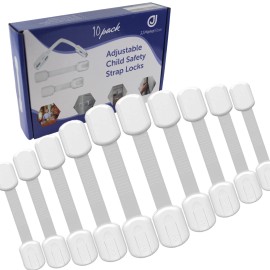 Paquete de 10 cerraduras de correa de seguridad para niños ajustables para gabinete y cajón a prueba de bebés