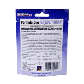 Ocean Nutrition Fish Food Formula One Aquabites for Saltwater Fish - High Protein (40%) Tropical Fish Food, Container Easy Feeding, Fish Food Flakes Alternative, 0.7 oz (20 g), Small Pellet