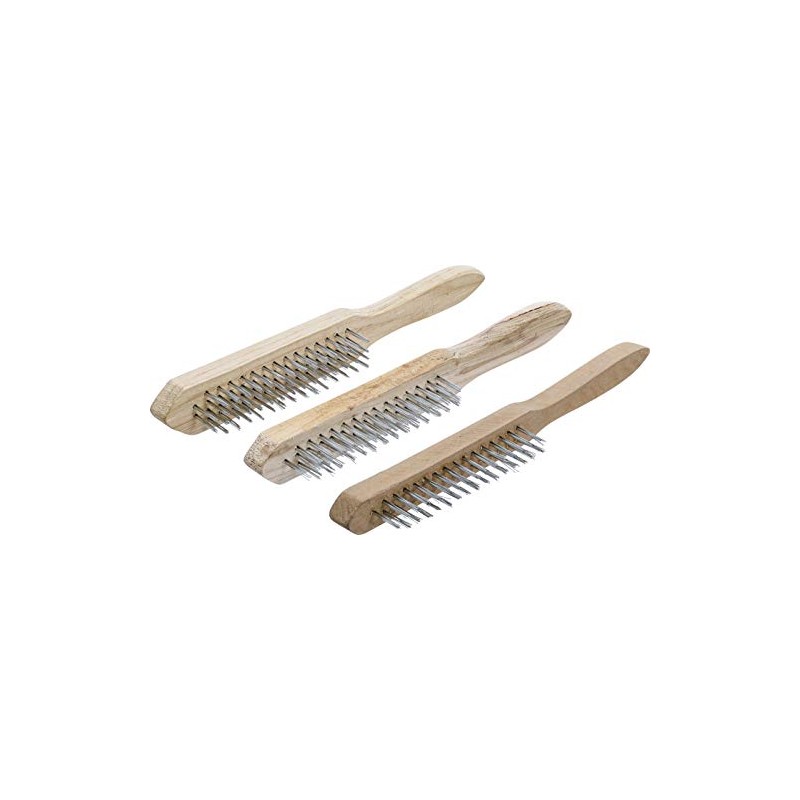 Kraftmann 85815 Wire Brush Set 3-Piece Wooden Handle 2-3-4 Rows