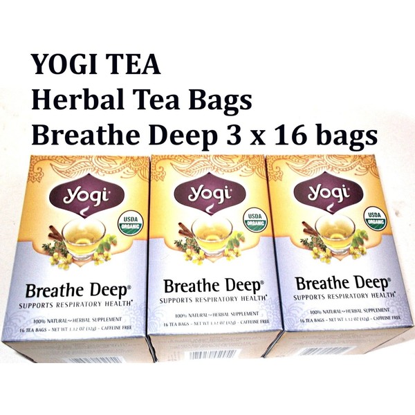 3 x 16 bags YOGI TEA Breathe Deep Herbal Tea Bags (Total: 48)