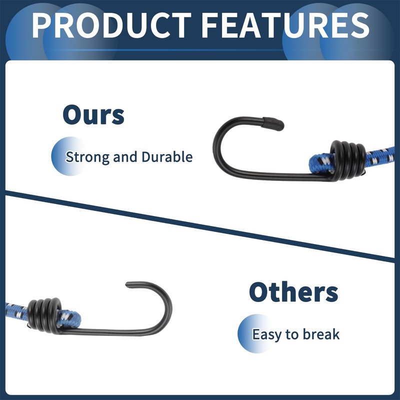 INFINAUTO Luggage Cords with Hooks 60cm Motorcycle Trailer Trucks Cargo