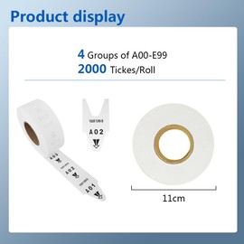 CYSSJF Queue Number Roll, Take A Number Tickets Roll, Rolls of Tickets for Turn-O-Matic Ticket Dispenser, Take A Ticket Number to Wait, 2000 Number Tickets Each Roll(1 Roll，A00-E99)