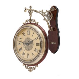 Large Wall Clock Double Sided, European Style Double Sided Alloy Wall Clock 360° Rotating Metal Wall Watch Non Ticking Silent Clock for Indoor Outdoor Office Living Room Porch Clock Wall Decor