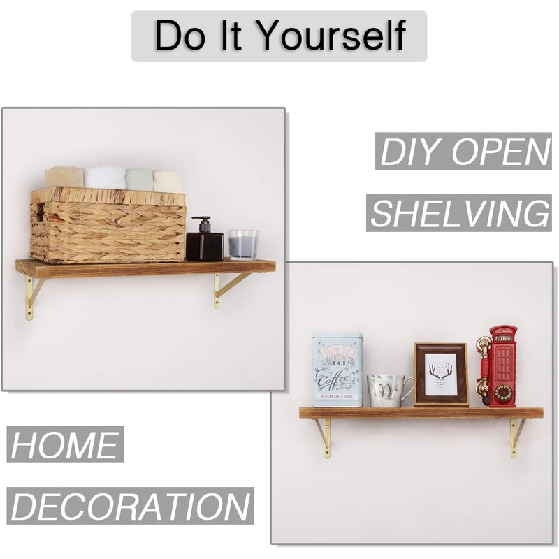 4 Pcs Gold Shelf Brackets Triangle Shelving Brackets Right Angle