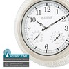 La Crosse Technology 433-29917-INT 21" Indoor/Outdoor Atomic Analog White-Washed Hammered