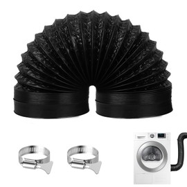 HENGBIRD Exhaust Hose 100 mm Length 2 m Exhaust Pipe Ventilation Hose Flex Hose Black Aluminium Flex Pipe with 2 Hose Clips Stainless Steel for Air Conditioning Extractor Fan Cooker Hood Ventilation