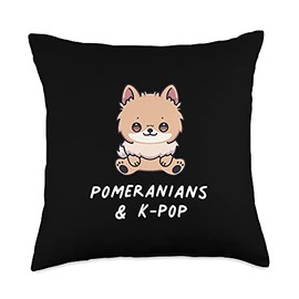 Pomeranians & K-Pop Kawaii Dog Lover Owner South Korea Music Throw Pillow