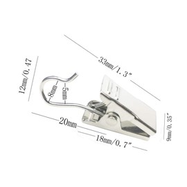 Hyamass 50pcs Heavy-Duty Metal Curtain Clips & Hooks - Rust-Resistant Multi-Purpose Hangers for Home Decor, Photos, Crafts (Bulk Pack) (Silver)