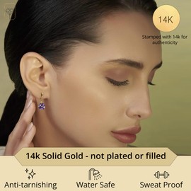 14k White Gold Solitaire Red Garnet Round Drop Dangle Earrings for Women 8mm January Birthstone with Push Backs by MAX + STONE