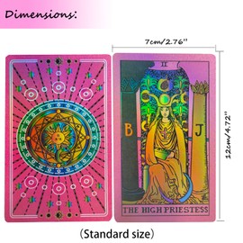 78 Tarot Cards Deck with Instructions, Pink Tarot Cards for Beginners, Tarot Deck Set, PVC, Waterproof Tarot Cards, Divination Tool, Standard Playing Card Decks