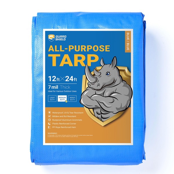GUARD SHIELD Blue Tarp Waterproof 12x24 Feet Medium Duty All