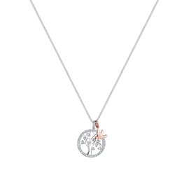 Elli Premium Women's Tree of Life Necklace in Bi-Colour Trend with Crystals in 925 Sterling Silver, Facet cut, Crystal