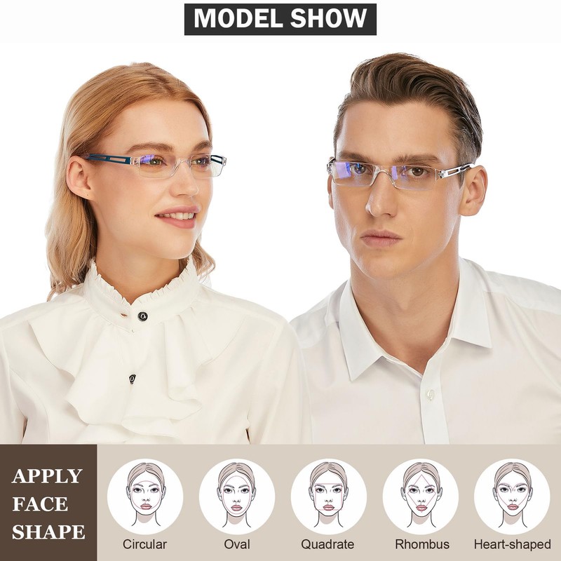 AQWANO Rimless Reading Glasses Computer Blue Light Blocking for Women