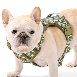 AUNZO Dog Harness for Medium Sized Dog No-Pull Pet Harness with 2 Leash Clips, Adjustable Soft Padded Dog Vest, Reflective Pet Oxford Vest with Easy Control Handle for Medium Dogs, French Bulldog, M