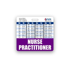 Nurse Practitioner Badge Buddy Horizontal w/Height & Weight Conversion Charts (Standard, Purple)