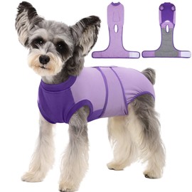 Kuoser Recovery Suit for Dogs After Surgery, Soft Dog Surgery Suit Female Male, Breathable Pet Surgical Recovery Shirt, Anti Licking Dog Onesie for Abdominal Wounds Cone Alternatives, Purple S