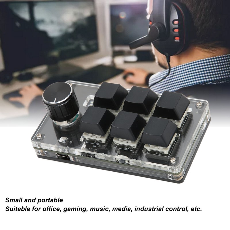 Mechanical Gaming Keypad 6 Keys 1 Knob Small USB Wireless