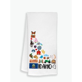 Moonlit93 Idaho State Map Kitchen Towel, U.S. State Souvenir Tea Towel, Multi-Purpose Towel, Soft & Absorbent Kitchen Towel, Towel for Idaho Lovers, Travel Idaho Souvenir