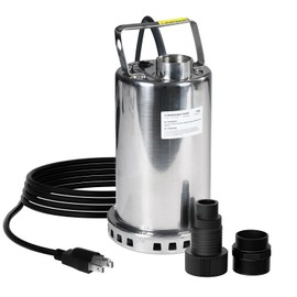 SEYVUM 1 HP Water Pump, 2600GPH Submersible Sump Pump with 16.5 Ft Cord, Stainless Steel Electric Pump for Draining, Swimming Pool, Garden, Flood Basement, Yard