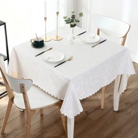 Smiry - Mantel cuadrado de vinilo resistente al agua, lavable, lavable para cocina y comedor (blanco, 70 x 70 pulgadas)