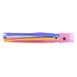 C&H, Stubby Bubbler Lure, Blue/Pink/Silver Mylar Skirt, 5.5 in / 13.9 cm