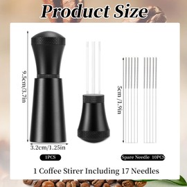 WDT Tool, WDT Tool Espresso with Stand，0.35MM Espresso Distribution Tool for Barista, Coffee Distributor with 17 Needles, Stainless Steel Coffee Needle with Aluminum Alloy Stand (Black)