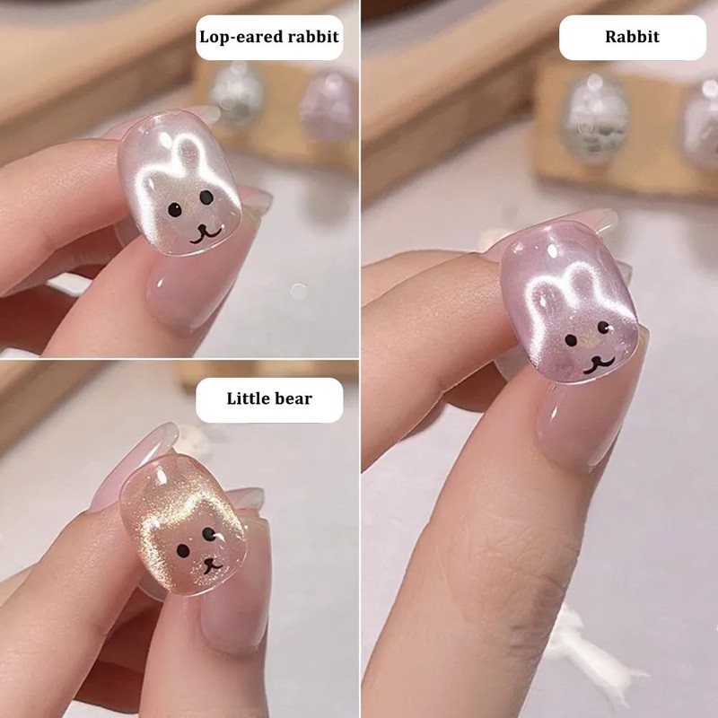 HYWWPFLAY Cat Eye Nail Magnet Tool - 4 PCS Rabbit,
