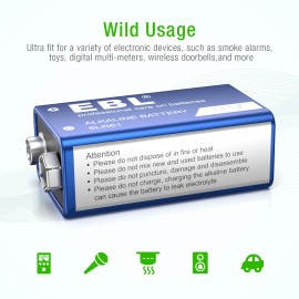 EBL 10x 9 Volt  6LR61 Alkaline Batteries cells Bulk (new)EXP.12/20