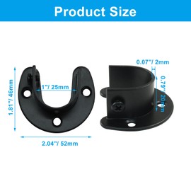 Hordion 2 Packs Closet Rod Bracket 1IN Closet Rod Holder Heavy Duty, Stainless Steel Wardrobe Bracket Closet Rod End Supports with Screws for Closet Shelf Wardrobe Shower Curtain, Black