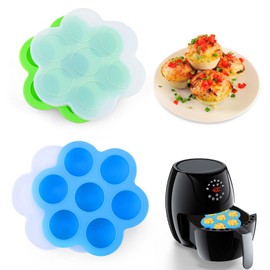 XANGNIER Silicone Air Fryer Egg bite Mold with Lid-Alternative to Sous Vide Bite Maker,Air Fryer Accessories,2 Pack