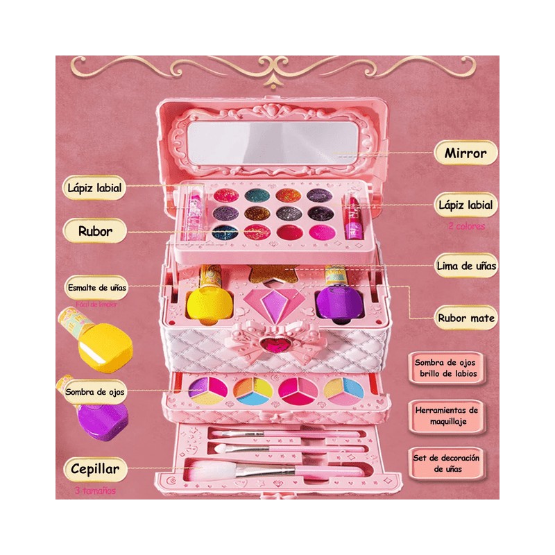 Juego De Maquillaje Lavable Real Sets De Belleza Para Niños