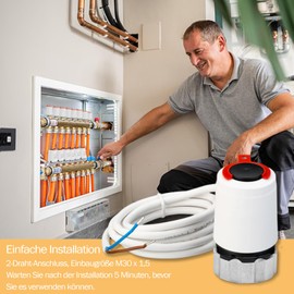 Actuator Underfloor Heating 230 V M30 x 1.5 NC (Closed Currently), VA80 Actuator for Underfloor Heating, Underfloor Heating Valve for Almost Any Heating Circuit Distributor (1)