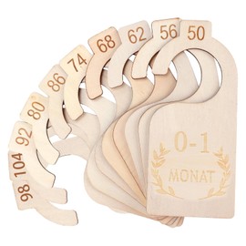 Pack of 10 Wooden Baby Size Dividers, Baby Clothes Separator 50-104, Baby Clothes Children's Clothes Hangers, Ideal for Newborn to Toddlers, Divider for Newborn Clothing Classification