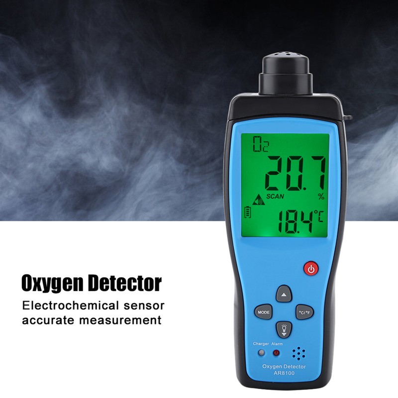 SMART SENSOR AR8100 Oxygen Detector Rechargeable LCD O2 Gas Meter