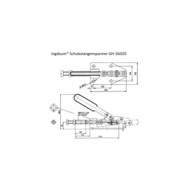 INGDAUM® Pack of 4 GH-36020 Push Rod Tensioners, Adjustable Push Rod Tensioner, Toggle Lever Tensioner, Quick Release Toggle Clamp (4, GH-36020, 180 kg, Hub 30 mm)