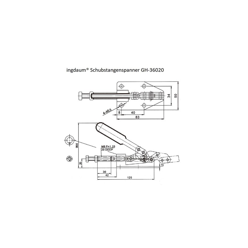 INGDAUM® Pack of 4 GH-36020 Push Rod Tensioners, Adjustable Push