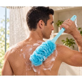 1PCS Long Handle Bath Brush Back Bath Shower Scrubber Body Soft Mesh Scrub Puff Clean Oneself Bath Back Brush