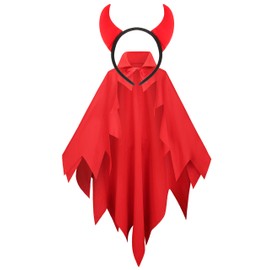 Lelike Devil Horns Akatsuki Cloak Costume for Women Cape Vampire Demon Slayer Cosplay