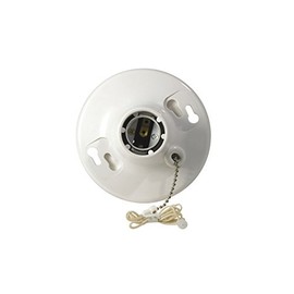 Leviton R50-08827-CW4 1-Piece Top Wired Lamp Holder with Pull Chain, 660 W, Incandescent/Fluorescent/CFL, Medium,White