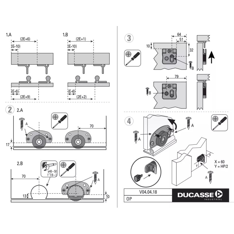 DUCASSE D 52 Floor Sliding System for Closet