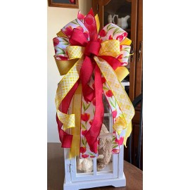 Handmade 10 " Handmade Spring/Summer Wired Bow for Wreath Lantern Baskets # 234 rb