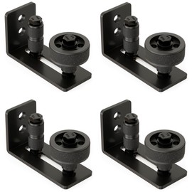 TIBEGOLD Barn Door Floor Guide, Wall Mounted Barn Door Rollers for Bottom Adjustable Roller, 8 Setup Options Sliding Door Guide, Adjustable Stay Roller with Flush Design and Felt Strips, Black, 4 Pack