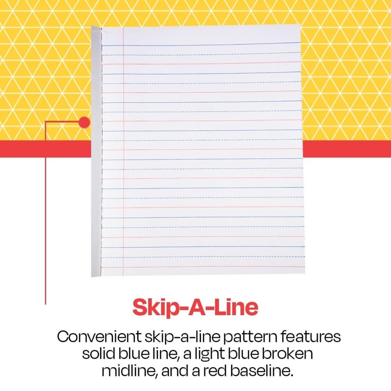 School Smart Skip-A-Line Ruled Composition Book, Grade 2, Blue, 100