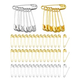 MYGLOAR 100pcs 38mm Safety Pins Safety Pins for Crafts, Sewing, Clothing, Artwork, Silverware (Gold and Silver)