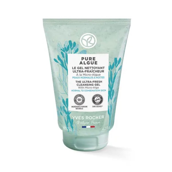 Yves Rocher PURE ALGUE Ultra Refreshing Cleansing Gel with Micro Algae Gently Removes Makeup Nourishes Skin 1 x 125ml Tube