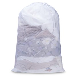 Meowoo Large Mesh Laundry Bag, 24×36inch Heavy Duty Mesh Laundry Bags Drawstring Lockable, Laundry Hamper Liner, Machine Washable, for Travel,Storage, Sports Factories, Dorms, White 1pcs