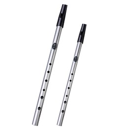 2 Pcs Irish Whistle Flute Traditional C/D Key Tone Whistle Flute Metal 6 Hole Flute Blowing Instrument for Beginners
