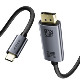 6.6 FT Nylon Braided 4K@240Hz USB-C to DisplayPort 2.1 Cable, 80Gbps UHBR20