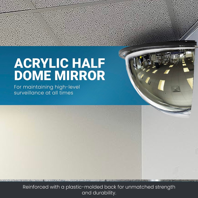 Vision Metalizers 18” Acrylic Bubble Half Dome Mirror with Black