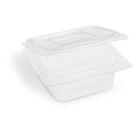 VEPATIM 50 Rectangular Cups Clear with Lid 250 ml (rPET)